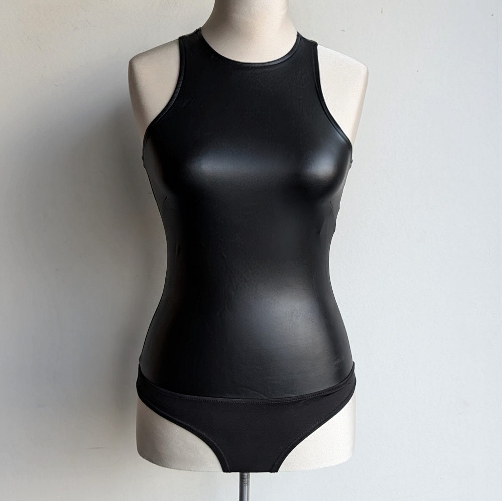 NWT 7 For All Mankind faux leather bodysuit
